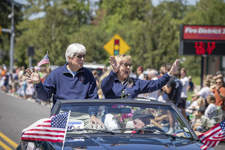 Fire District 3 Chief Steve Wrightson and wife Tacey were the grand marshals of the 2023 Hockinson Fun Days Parade. Photo by Mike Schultz