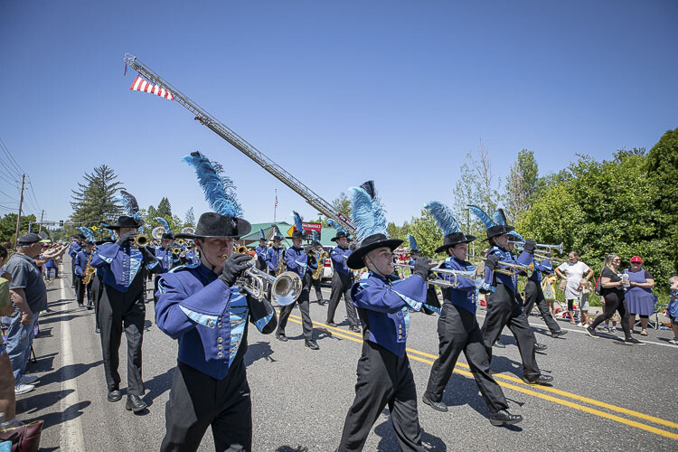 The Hockinson High School Marching Band performed during the Hockinson Fun Days Parade. Photo by Mike Schultz