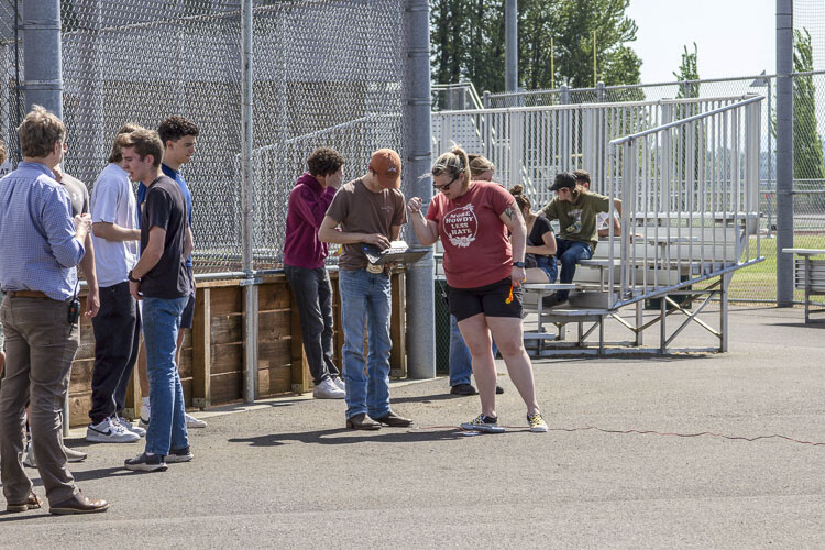 Students collect data from rocket launches to analyze and test later in the classroom. Photo courtesy Woodland School District