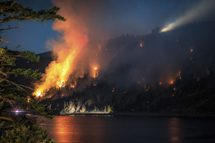 The National Weather Service has issued a red flag warning for the Tunnel 5 Fire near White Salmon, noting that the fire can spread rapidly in hot conditions. Photo courtesy Heather Tianen