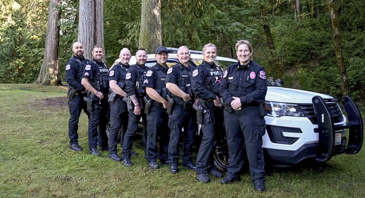 The project centers on vibrant pink versions of the public safety agency’s patches worn on uniforms during Breast Cancer Awareness Month in October. The pink patches are intended to stimulate conversation within the community and to encourage public awareness about the importance of early detection and treatment in the fight against breast cancer. Photo courtesy city of Ridgefield