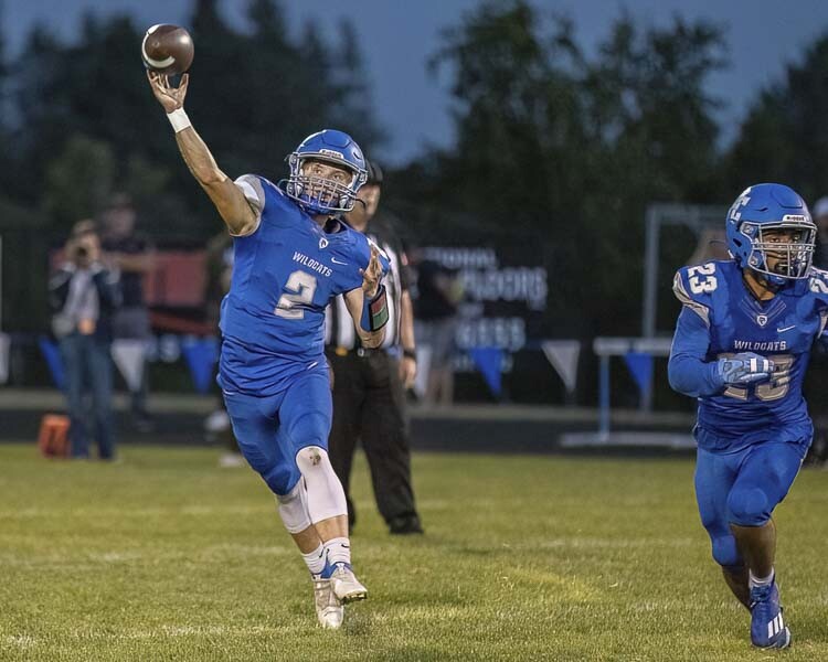 Garrett Maunu is now 2-0 as the starting quarterback of the La Center Wildcats. Photo by Mike Schultz