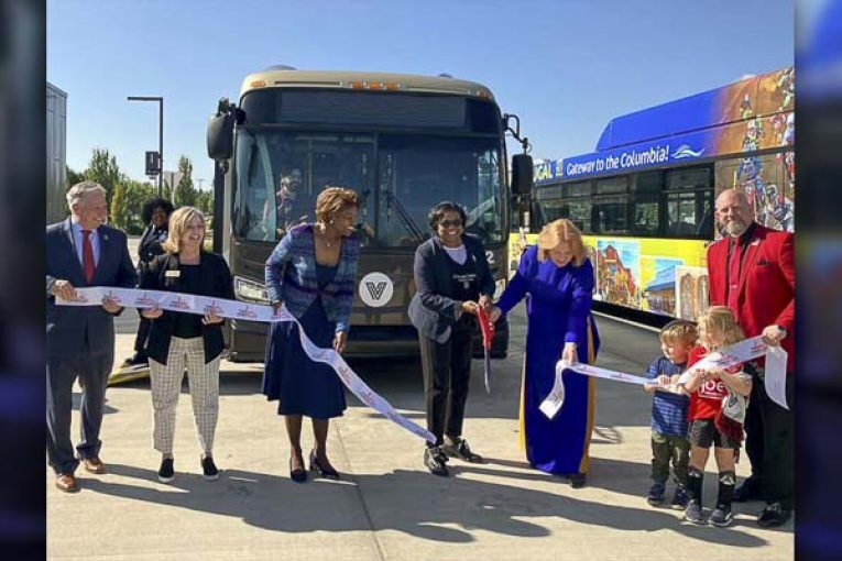 Area residents join C-TRAN officials for grand opening of The Vine on Mill Plain