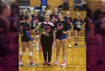 Surprised mom is guest of honor at La Center volleyball Pink Night
