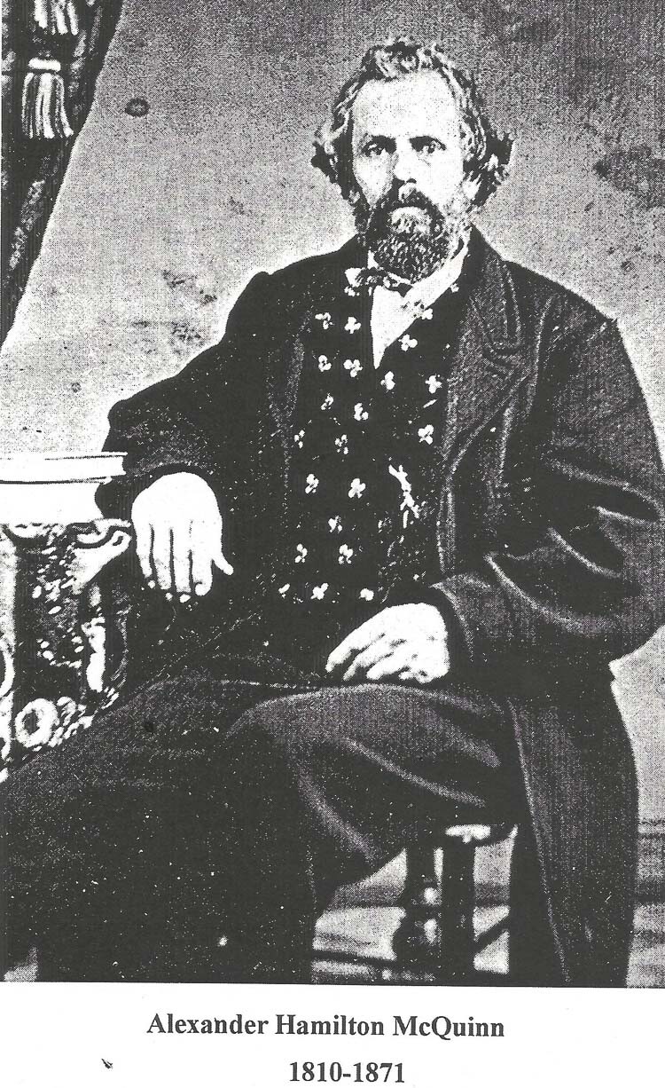 Alexander Hamilton McQuinn (1810 -- 1871) is the 3rd-great grandfather of Pepper Toelle Kim. This is the only picture Kim has of him. Unfortunately, Kim has no pictures of her direct Oregon Trail ancestors, Rebecca Enyart McQuinn and Sarah Stephens Enyart. Photo courtesy Camas-Washougal Historical Society