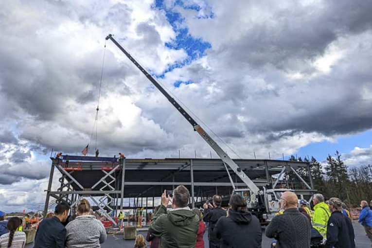 Celebrating ‘Topping Out’ milestone at Clark College's new Advanced Manufacturing Center in Ridgefield