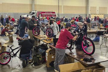 Volunteers filled with joy at the Scott Campbell Christmas Promise’s Bike Build