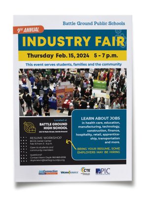 Battle Ground Public Schools invites the public to attend the 9th annual Industry Fair, happening Thu., Feb. 15, at Battle Ground High School.