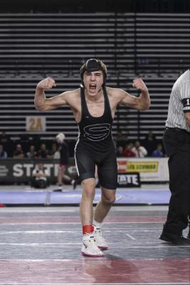 Skyview freshman Jonas DesRochers stunned his opponent in the final 10 seconds, rallying for a state title. Photo courtesy Gracie Miller