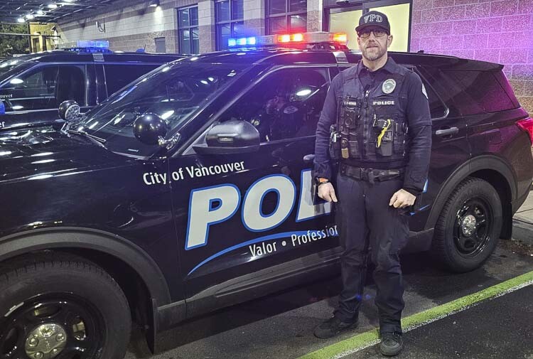 Casey Heinzman of the Vancouver Police Department is proud of his work with Target Zero and traffic enforcement. Photo by Paul Valencia