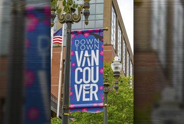 Annual spring clean-up, business challenge and flower baskets in downtown Vancouver
