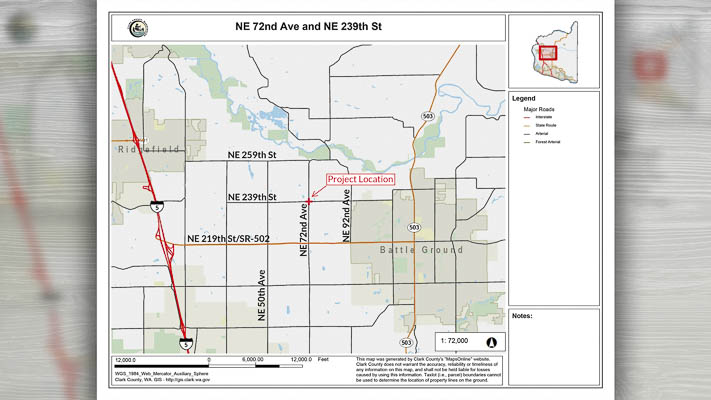 Starting Thursday (April 18), the intersection of Northeast 72nd Avenue and Northeast 239th Street will become an all-way stop-sign controlled intersection.