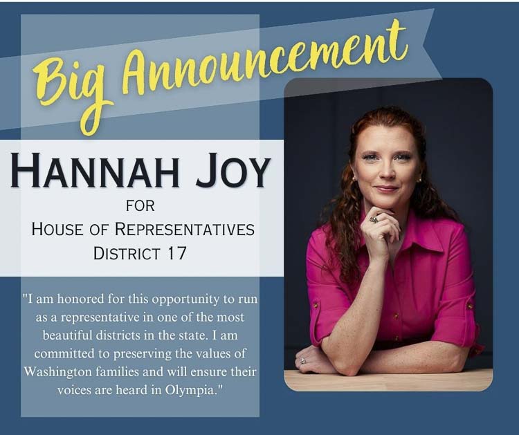 Skamania County resident Hannah Joy has officially announced her candidacy for the House of Representatives in District 17.