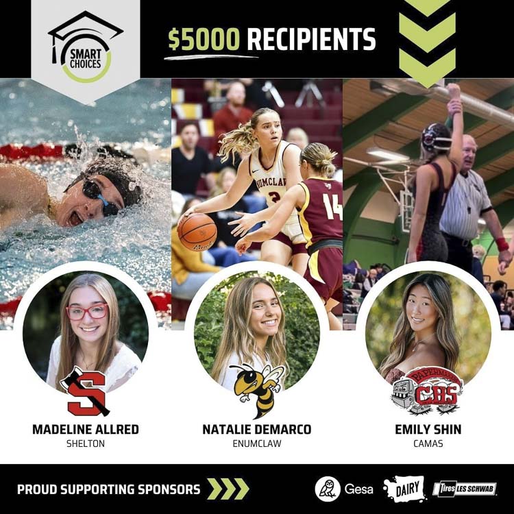Emily Shin of Camas is one of the $5,000 recipients of the Smart Choices Scholarship provided by the WIAA. Image courtesy WIAA