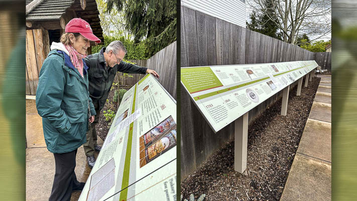 Two Rivers Heritage Museum and Clark County Historical Museum partnered to create a historical outdoor timeline exhibit that represents Camas and Washougal history and highlights the artifacts cared for at TRHM.