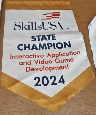 Evergreen High School students proudly brought home the state banner for winning a SkillsUSA competition. Photo by Paul Valencia
