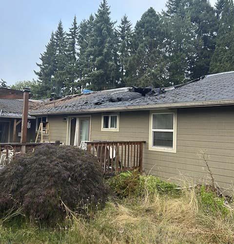 Crews from Vancouver Fire and Fire District 6 responded to a house fire early July 23. One man and his dog were displaced, and a firefighter was treated for minor injuries.