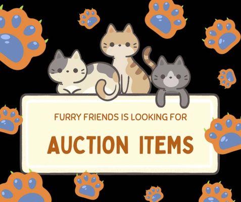 Furry Friends will host its annual dinner and auction fundraiser Oct. 18 at Royal Oaks Country Club. Tickets include dinner and auction access. Dessert donations are also being accepted.