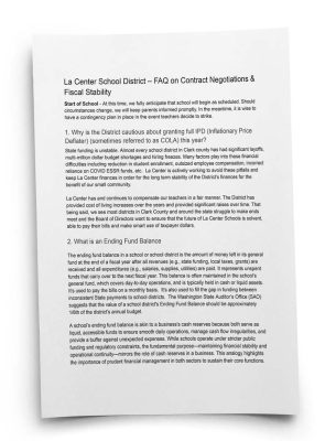 La Center School District officials responded to a teachers’ strike authorization vote, saying they anticipate school will start on time while negotiations continue.