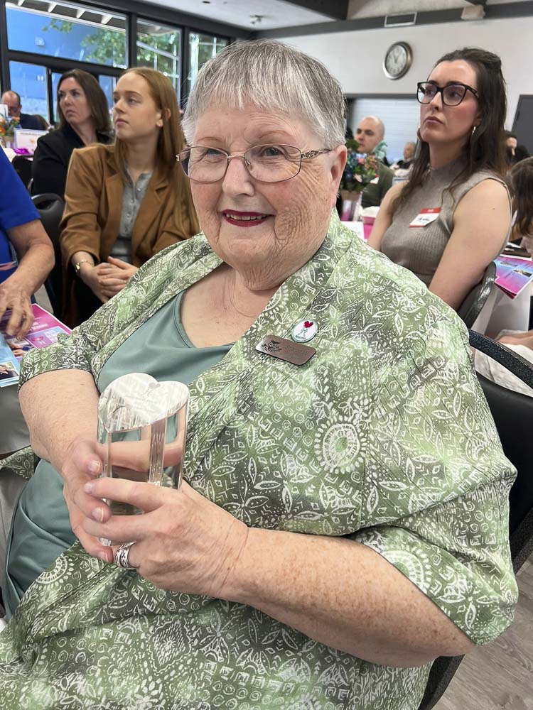 Sharon Wodtke receives the Community Hero Award for her work with Battle Ground Senior Citizens Inc. Photo courtesy BGSC Inc.