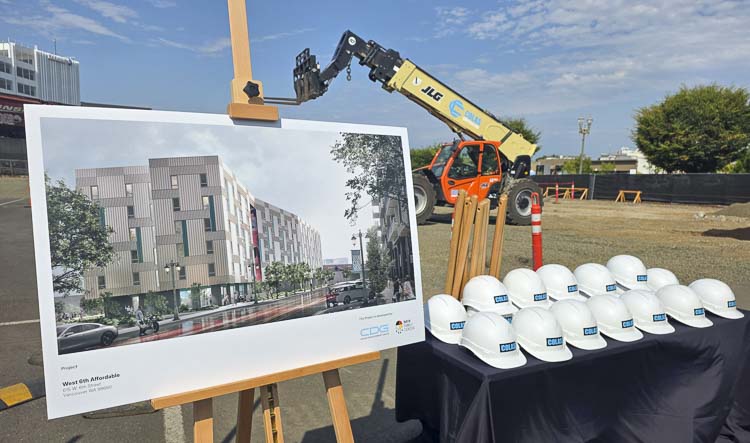 A six-story building that will feature 95 affordable housing units is on the way to Vancouver. The city held a groundbreaking ceremony Wednesday. Photo by Paul Valencia