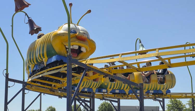 Sunday was the last day for thrill seekers to enjoy the rides at the Clark County Fair. OK, OK, we know … this ride isn’t exactly the biggest thrill ride there, but families with little ones love this tame coaster. Photo by Paul Valencia