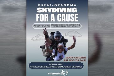 Skydiving great-grandmother prepares for another jump, this time for Shared Hope International