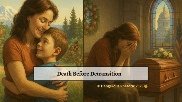 Nancy Churchill argues the cultural slogan “death before detransition” silences regret, fuels despair, and creates conditions for tragedy while calling for compassionate alternatives.