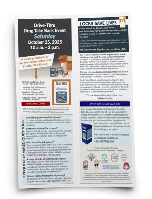 Clark and Klickitat counties will hold free, confidential Drug Take-Back events Oct. 25, offering safe medication disposal at multiple police and community sites.