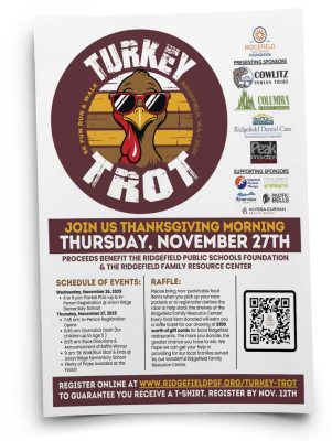Registration is open for Ridgefield’s ninth annual Turkey Trot, a Thanksgiving morning 5K benefiting the Ridgefield Public Schools Foundation and Family Resource Center.