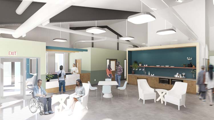 Bridge Shelter commons building. Image courtesy city of Vancouver