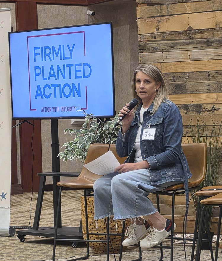 Heidi St. John, a co-founder of Firmly Planted Action, encouraged young people and church leaders to get involved in the political process. Photo by Paul Valencia
