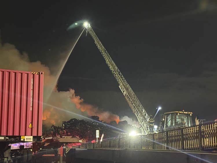 More than 40 firefighters from Vancouver Fire Department and Clark County Fire District 6 worked through the night to contain a large metal scrap fire at the Port of Vancouver.