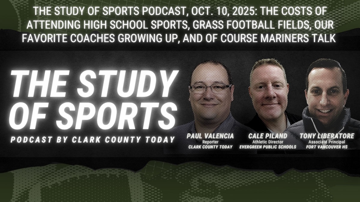 In this episode of The Study of Sports, host Paul Valencia of Clark County Today joins sports administrators Tony Liberatore and Cale Piland to talk high school ticket prices, the debate over natural grass football fields, favorite coaches from childhood, and the latest Mariners fan frustrations.