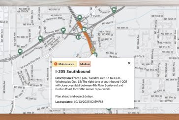 Expect overnight delays on I-205 in Vancouver for utility work Oct. 14