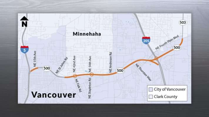WSDOT crews will close the eastbound SR 500 off-ramp to St. Johns Boulevard overnight Oct. 16–17 for guardrail repairs; drivers should expect delays.