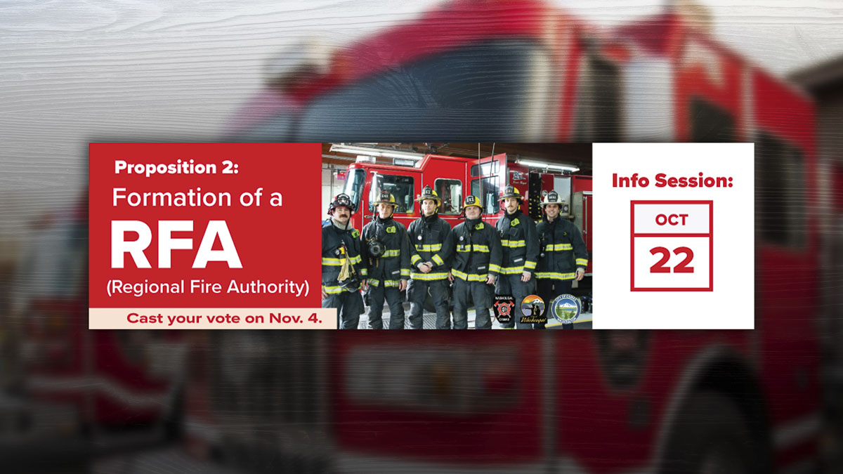 Residents of Washougal and Camas are invited to an informational session on the proposed Regional Fire Authority, set for Oct. 22 at the Port of Camas-Washougal. The event runs from 6–8 p.m. and will feature local experts discussing the proposal.