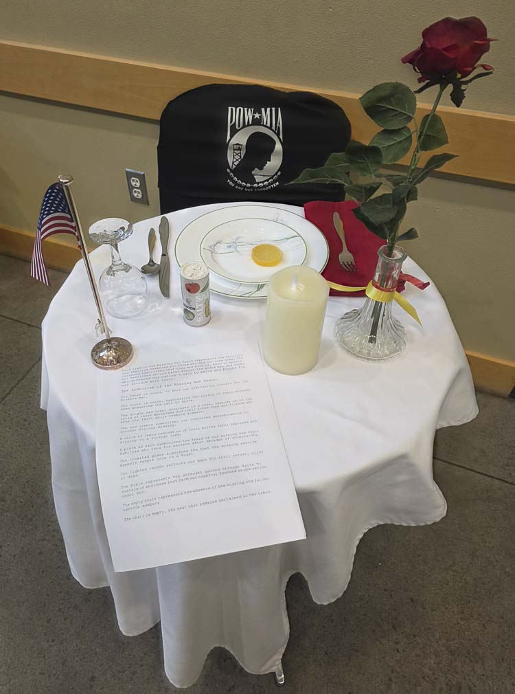 The Missing Man Table was also set up for Monday’s luncheon provided by Battle Ground Senior Citizens, Inc. Photo by Paul Valencia