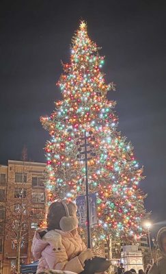 The lighting ceremony was a big hit in downtown Vancouver on Friday. Photo by Paul Valencia