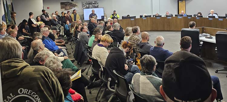 There was a big crowd at this C-TRAN Board of Directors meeting, with many there for public comment in support of Michelle Belkot, who was ousted from the board by the Clark County Council. Photo by Paul Valencia