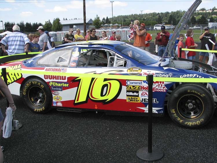 Greg Biffle's race car joined him in a visit to Camas years ago. Photo courtesy Kris Cavin