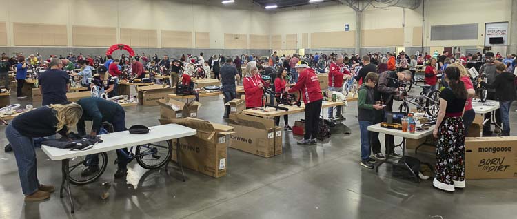 The plan was to build 700 bicycles at this year’s Scott Campbell Christmas Promise Bike Build. Photo by Paul Valencia