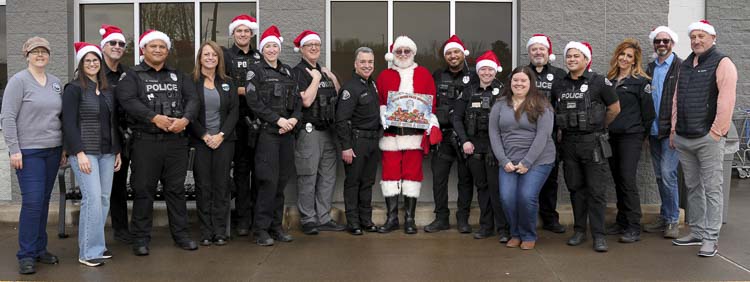 BGPD staff, City Council and Santa. Photo courtesy city of Battle Ground