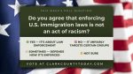 This poll asks readers whether enforcing U.S. immigration laws should be viewed as a lawful responsibility rather than an act of racism.