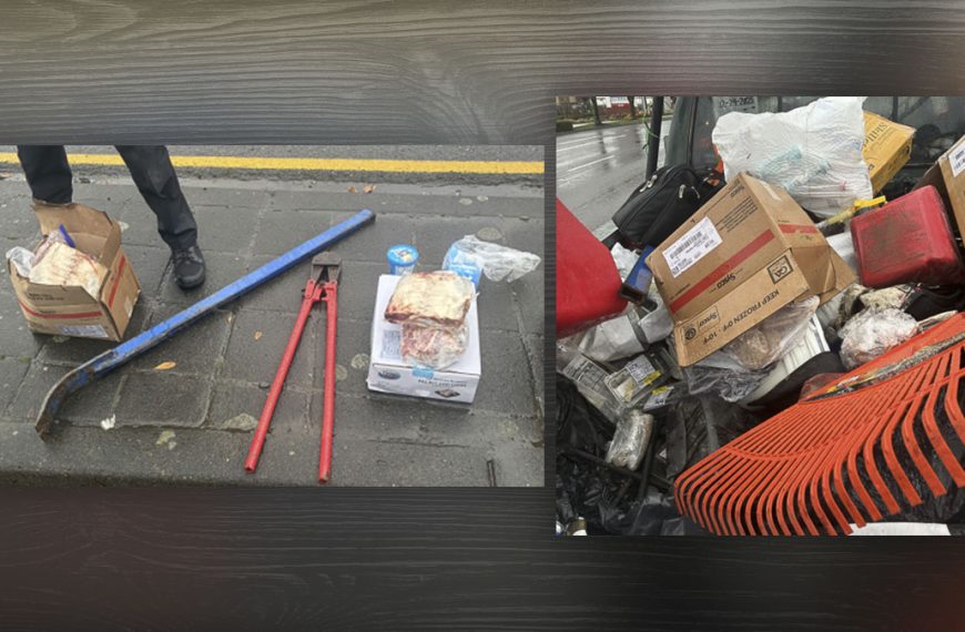 Camas police arrested two suspects connected to a Christmas Eve burglary after stolen food valued at about $2,000 was found in their disabled vehicle.