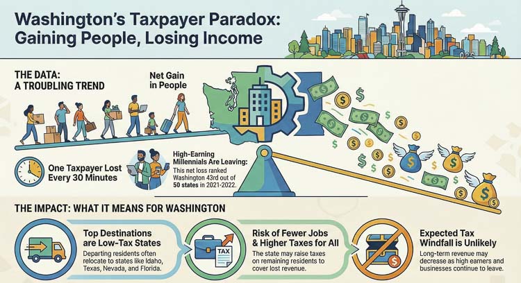Mark Harmsworth argues Washington is losing higher-income taxpayers and business owners, warning that rising taxes and regulation threaten long-term economic stability.
