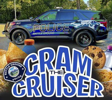 Battle Ground Police Department ‘Cram the Cruiser.’ Photo courtesy city of Battle Ground