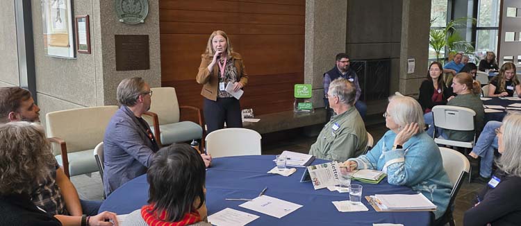 Vancouver Mayor Anne McEnerny-Ogle introduces a community forum held at City Hall on Monday. Photo by Paul Valencia