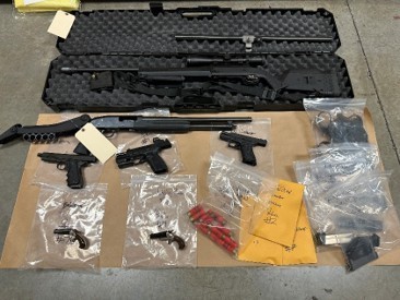 Upon search of the apartment, multiple firearms were located. Photo courtesy Vancouver Police Department