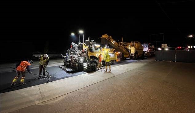 Applying HMA overlay on NE 72nd Ave.